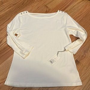 Cream 3/4 sleeve shirt - button details - size S NWT